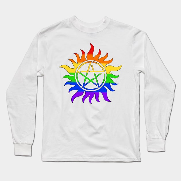 Rainbow Anti Possession Symbol Long Sleeve T-Shirt by KayWinchester92